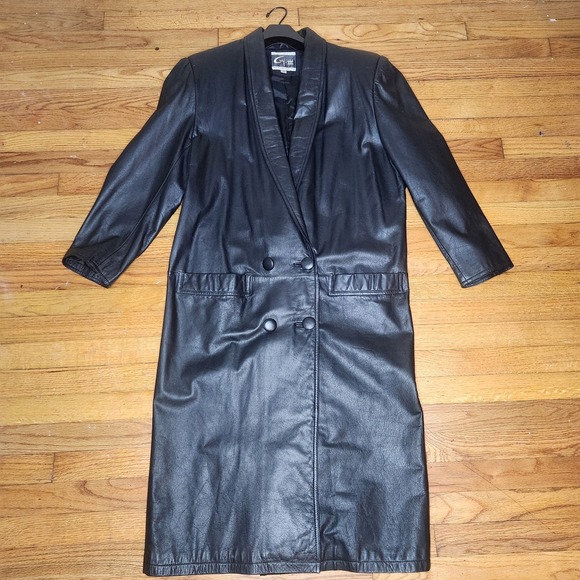 G-III Jackets & Blazers - Vintage G3 GIII Leather Trench Coat Jacket Womens Medium 90s 80s Pockets